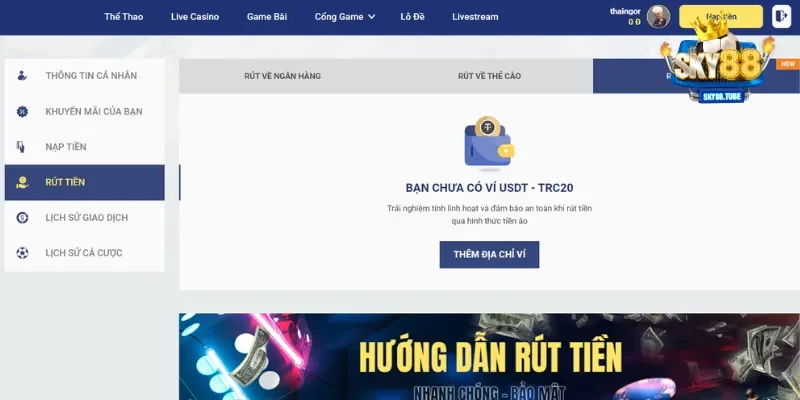 Lưu ý khi rút tiền tại Sky88 người chơi cần nắm rõ