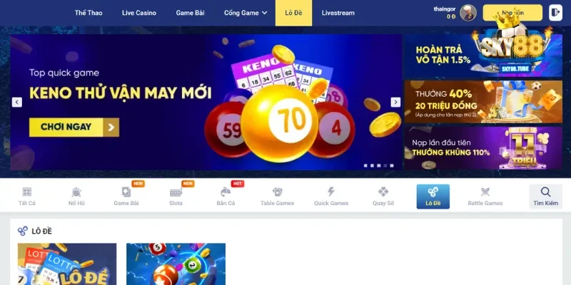 Tổng quát sảnh chơi Lô Đề Sky88
